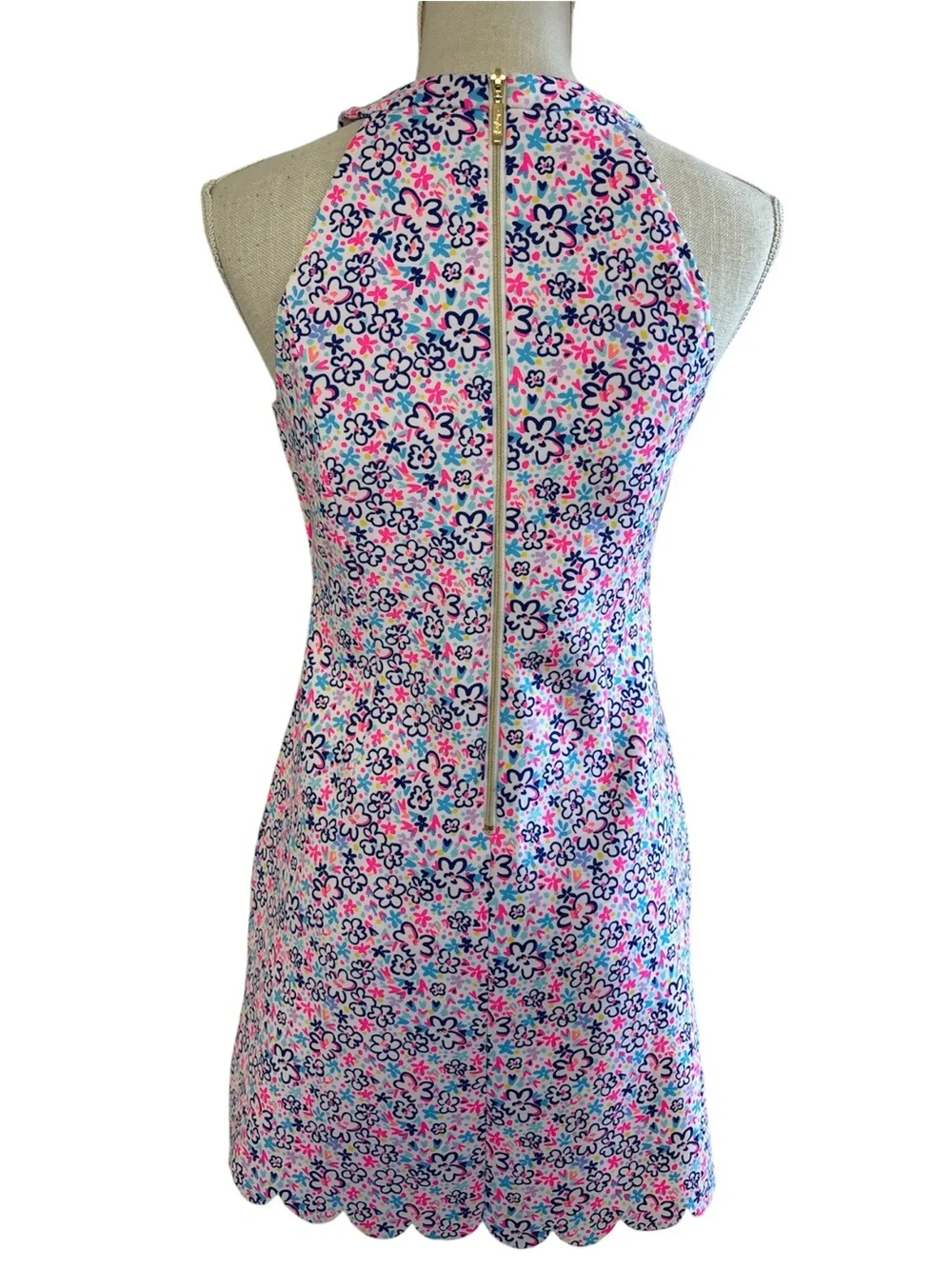 Lilly Pulitzer Girls Floral Halter Sheath Dress in Pink & Blue Sz/16 Woman/S